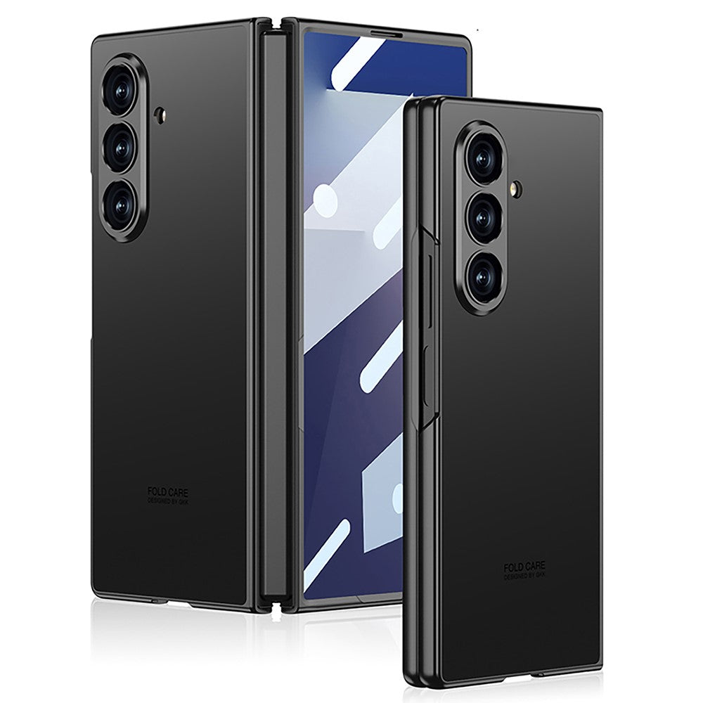GKK For Samsung Galaxy Z Fold7 5G Case Skin Touch PC + Tempered Glass Slim Phone Cover - Titanium Black
