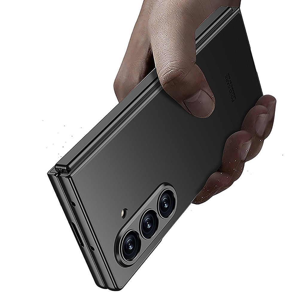 GKK For Samsung Galaxy Z Fold7 5G Case Skin Touch PC + Tempered Glass Slim Phone Cover - Titanium Black