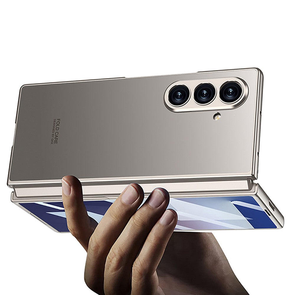 GKK For Samsung Galaxy Z Fold7 5G Case Skin Touch PC + Tempered Glass Slim Phone Cover - Grey