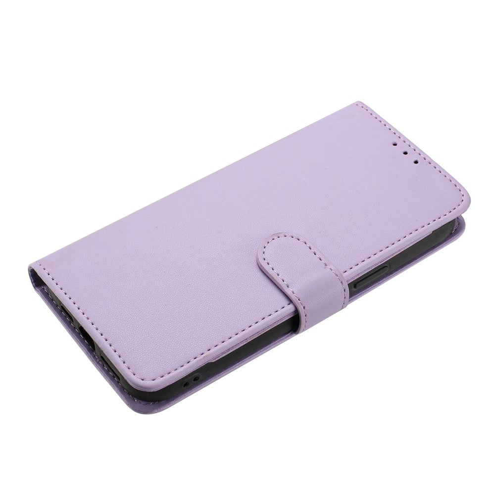 For iPhone 17 Pro Max Wallet Case with Strap / Multiple Card Slots Solid Color Leather Stand Phone Cover - Purple
