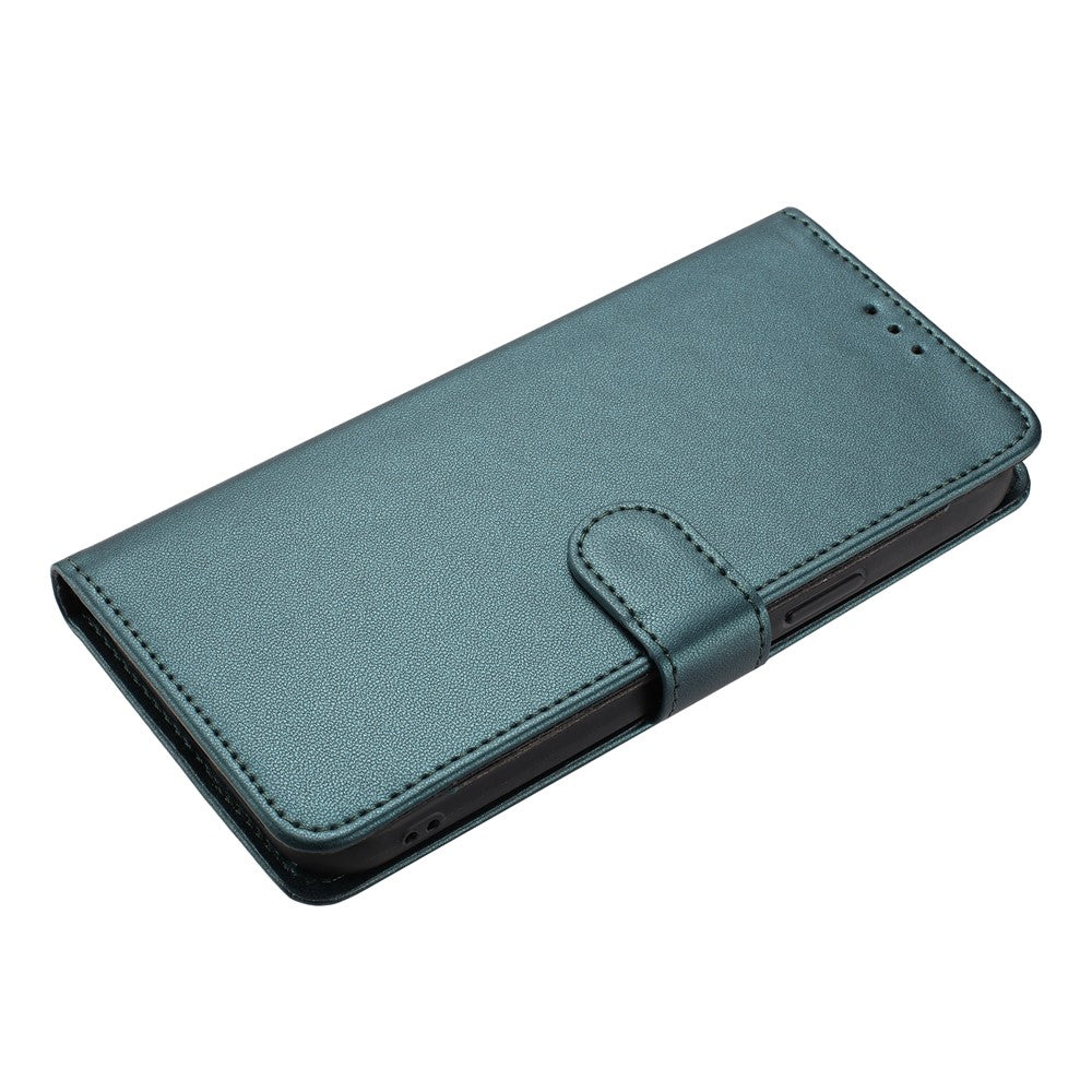 For iPhone 17 Pro Max Wallet Case with Strap / Multiple Card Slots Solid Color Leather Stand Phone Cover - Blackish Green
