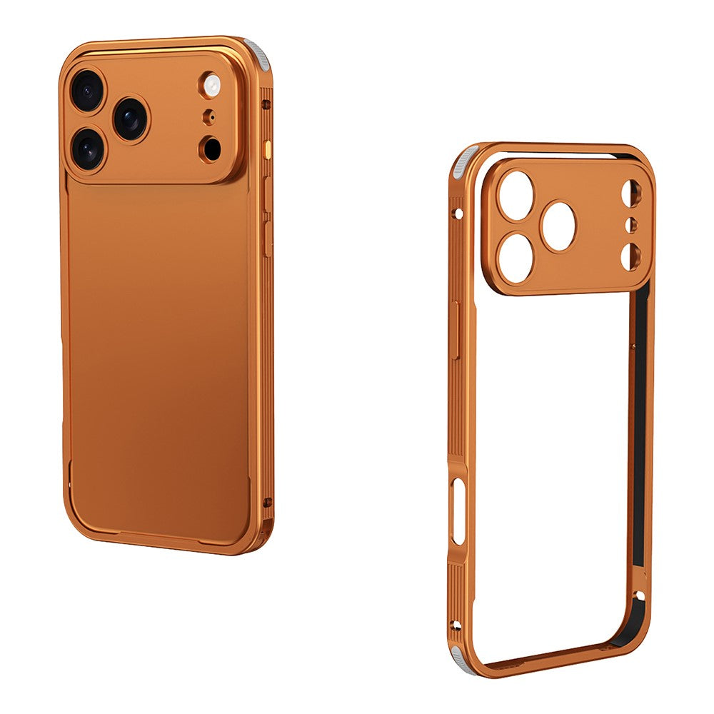 For iPhone 17 Pro Max Bumper Case Heat Dissipation Aluminium Alloy Phone Shell with Buckle / Camera Lid - Orange