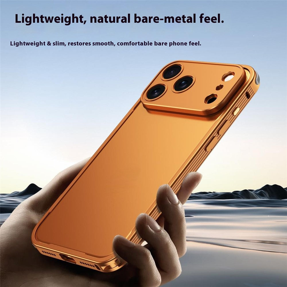 For iPhone 17 Pro Max Bumper Case Heat Dissipation Aluminium Alloy Phone Shell with Buckle / Camera Lid - Titanium