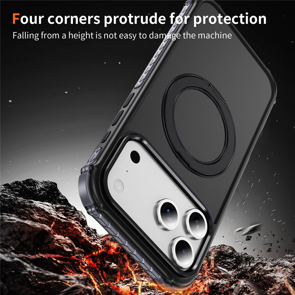 For iPhone 17 Pro Max Case Compatible with MagSafe Skin Touch Airbag Anti Drop TPU + PC Phone Cover - Black