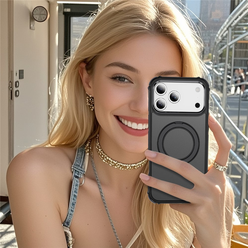 For iPhone 17 Pro Max Case Compatible with MagSafe Skin Touch Airbag Anti Drop TPU + PC Phone Cover - Black