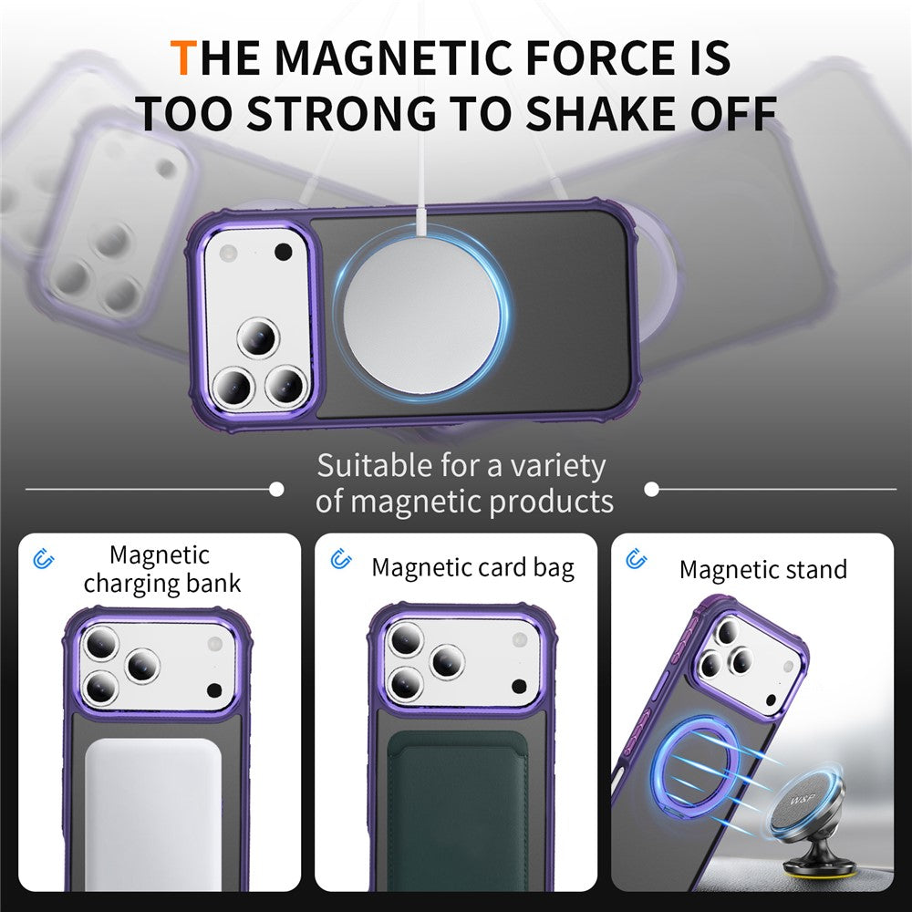 For iPhone 17 Pro Max Case Compatible with MagSafe Skin Touch Airbag Anti Drop TPU + PC Phone Cover - Dark Purple