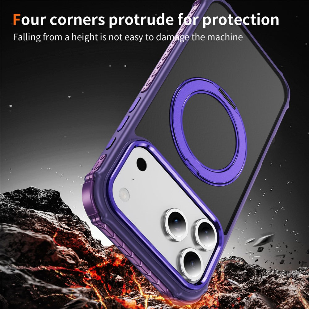 For iPhone 17 Pro Max Case Compatible with MagSafe Skin Touch Airbag Anti Drop TPU + PC Phone Cover - Dark Purple