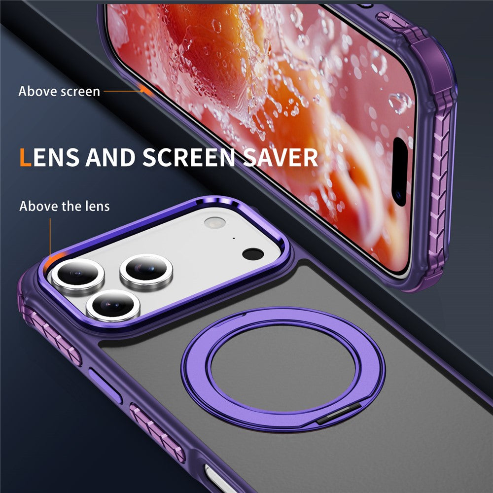 For iPhone 17 Pro Max Case Compatible with MagSafe Skin Touch Airbag Anti Drop TPU + PC Phone Cover - Dark Purple