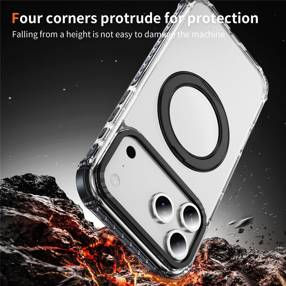 For iPhone 17 Pro Max Case Compatible with MagSafe Airbag Anti Drop TPU + PC Clear Phone Cover - Black