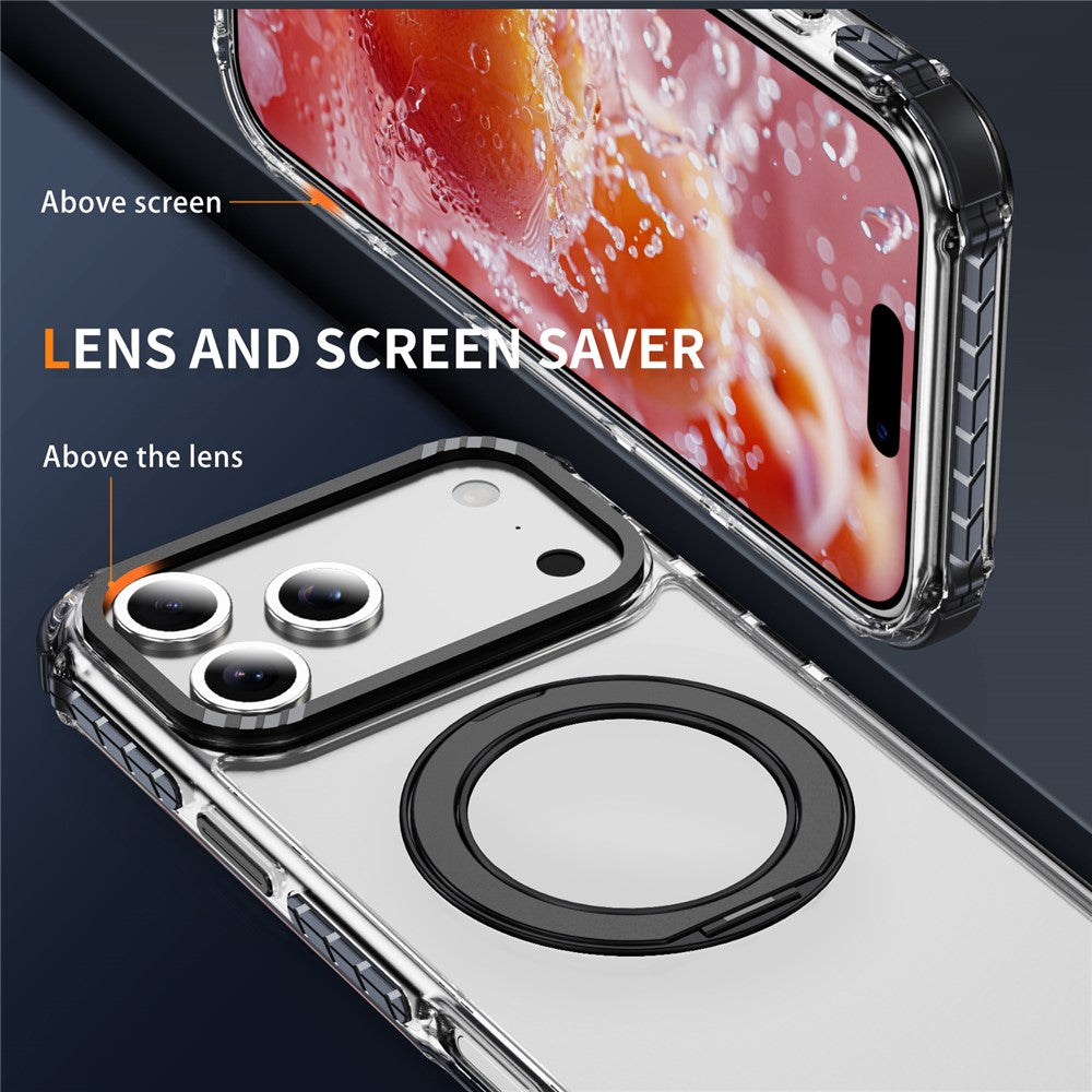 For iPhone 17 Pro Max Case Compatible with MagSafe Airbag Anti Drop TPU + PC Clear Phone Cover - Black