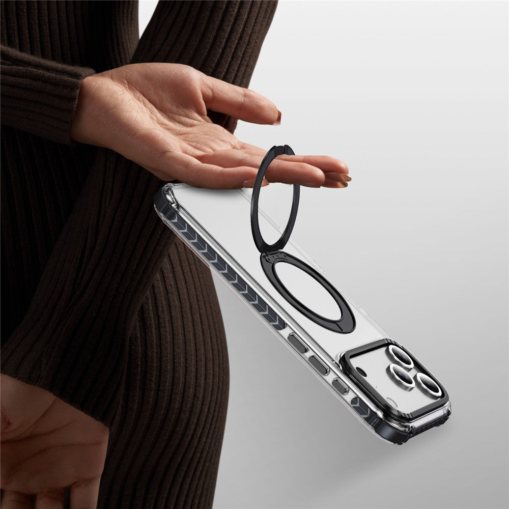 For iPhone 17 Pro Max Case Compatible with MagSafe Airbag Anti Drop TPU + PC Clear Phone Cover - Black