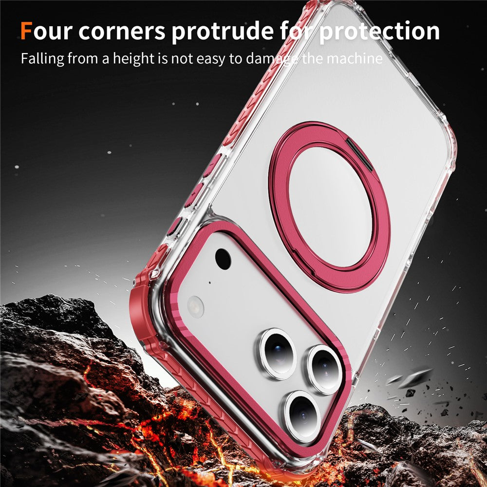 For iPhone 17 Pro Max Case Compatible with MagSafe Airbag Anti Drop TPU + PC Clear Phone Cover - Red