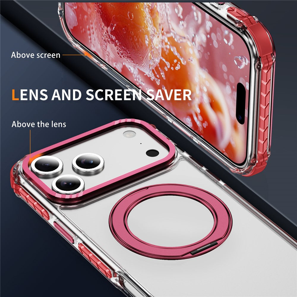 For iPhone 17 Pro Max Case Compatible with MagSafe Airbag Anti Drop TPU + PC Clear Phone Cover - Red
