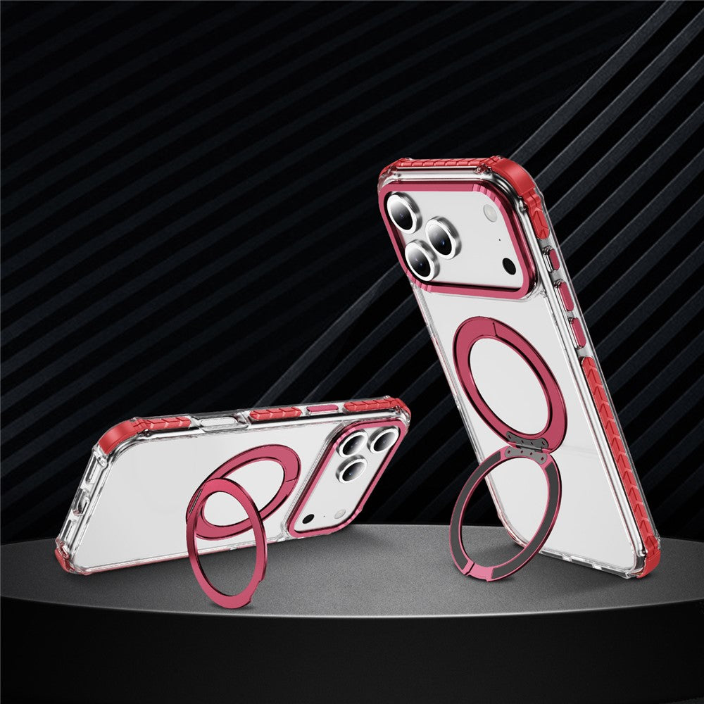 For iPhone 17 Pro Max Case Compatible with MagSafe Airbag Anti Drop TPU + PC Clear Phone Cover - Red