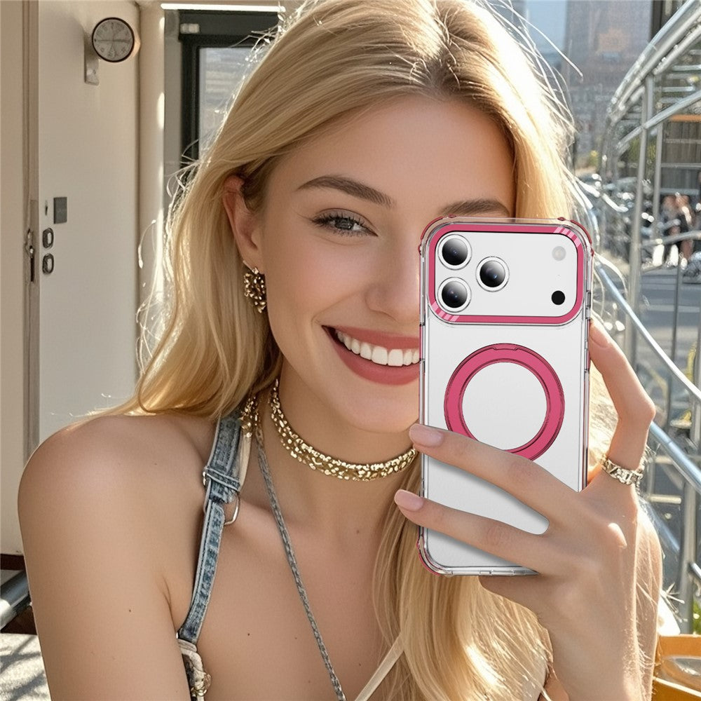 For iPhone 17 Pro Max Case Compatible with MagSafe Airbag Anti Drop TPU + PC Clear Phone Cover - Red