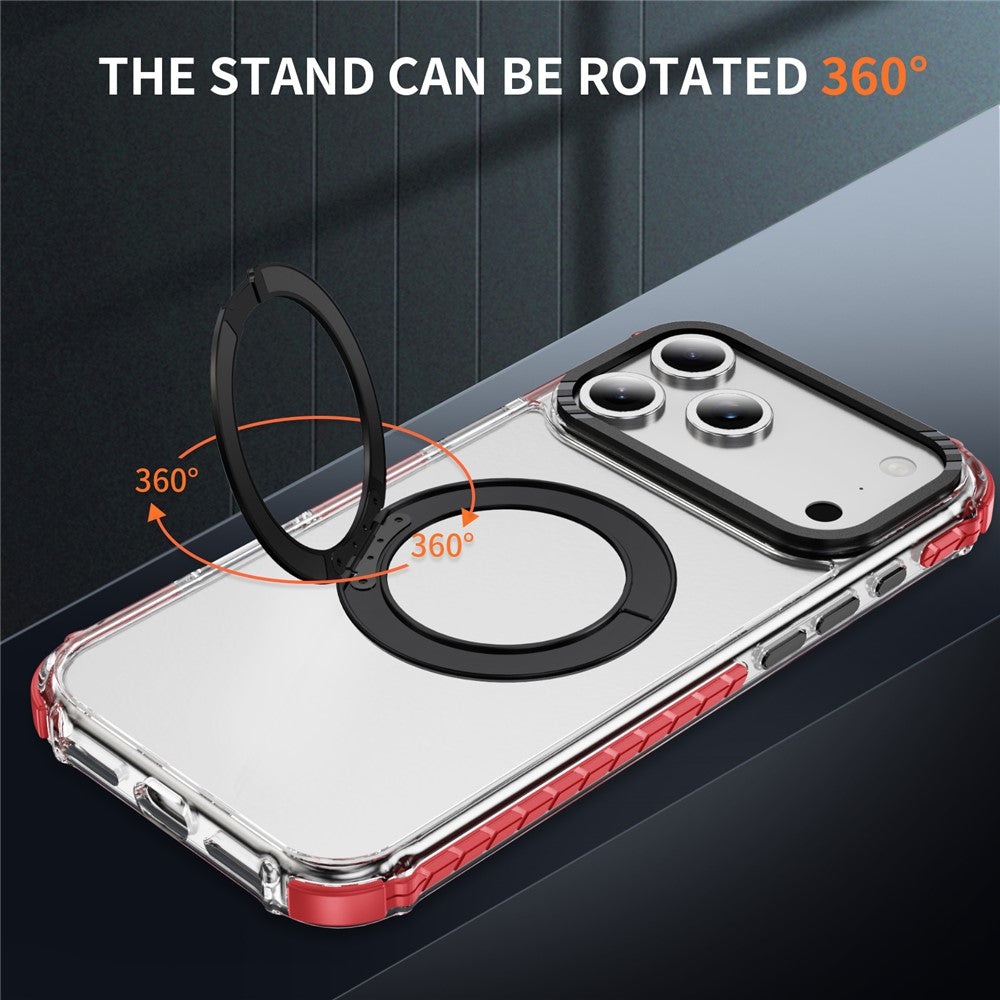 For iPhone 17 Pro Max Case Compatible with MagSafe Airbag Anti Drop TPU + PC Clear Phone Cover - Red / Black