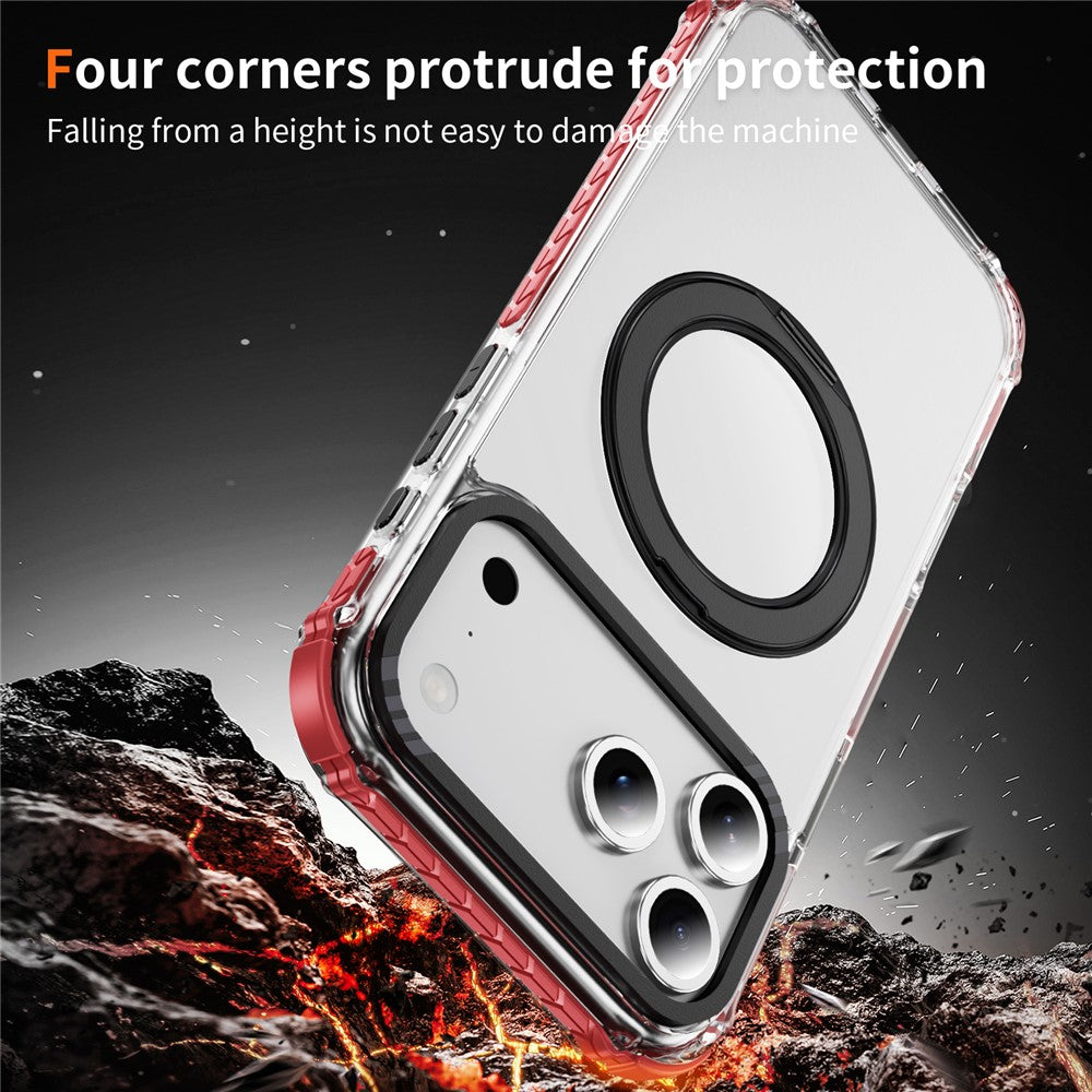 For iPhone 17 Pro Max Case Compatible with MagSafe Airbag Anti Drop TPU + PC Clear Phone Cover - Red / Black