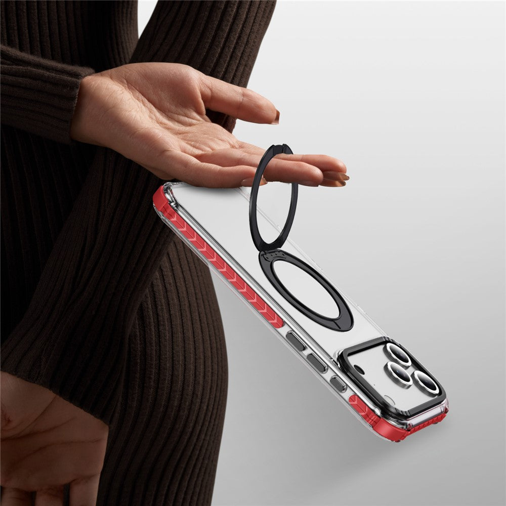 For iPhone 17 Pro Max Case Compatible with MagSafe Airbag Anti Drop TPU + PC Clear Phone Cover - Red / Black