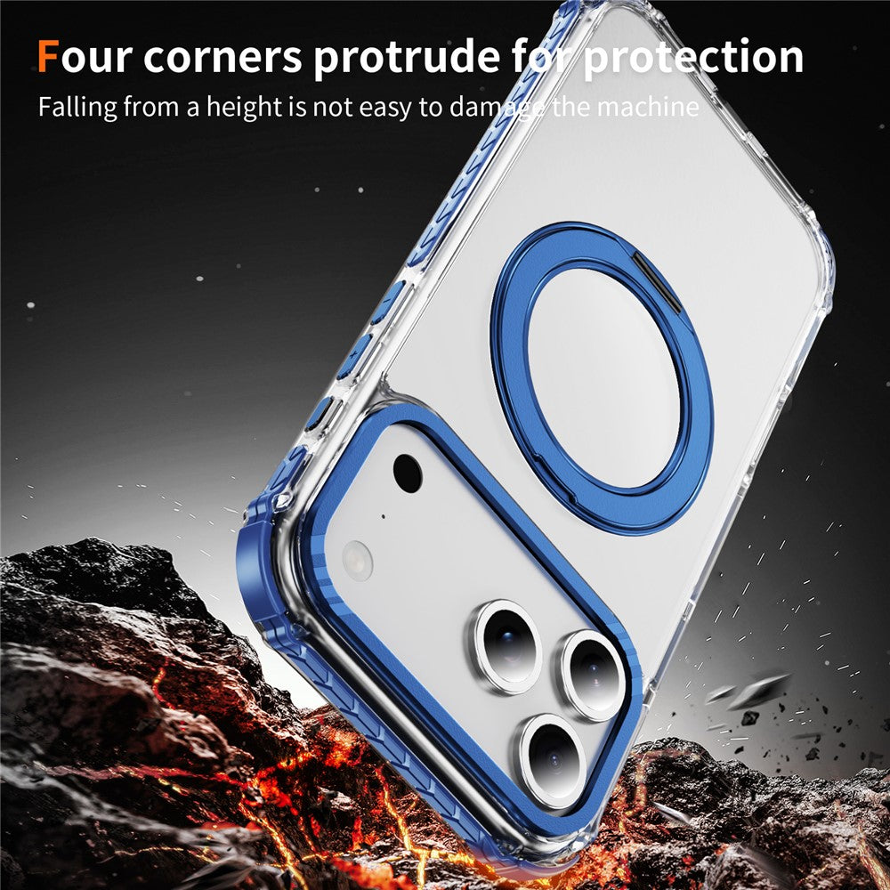 For iPhone 17 Pro Max Case Compatible with MagSafe Airbag Anti Drop TPU + PC Clear Phone Cover - Blue