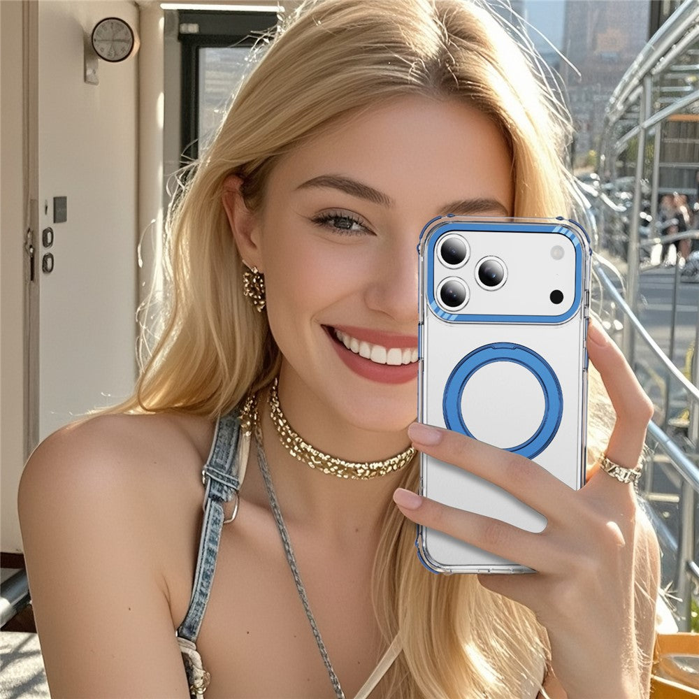 For iPhone 17 Pro Max Case Compatible with MagSafe Airbag Anti Drop TPU + PC Clear Phone Cover - Blue