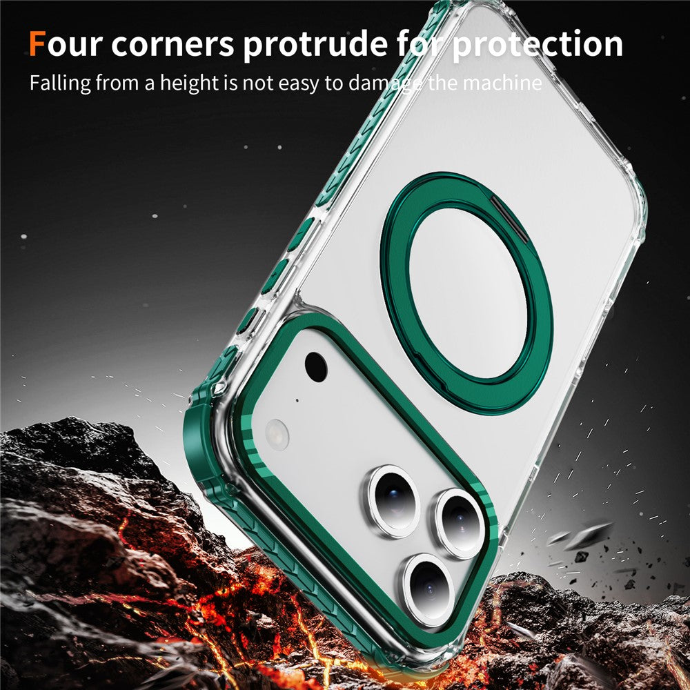 For iPhone 17 Pro Max Case Compatible with MagSafe Airbag Anti Drop TPU + PC Clear Phone Cover - Green