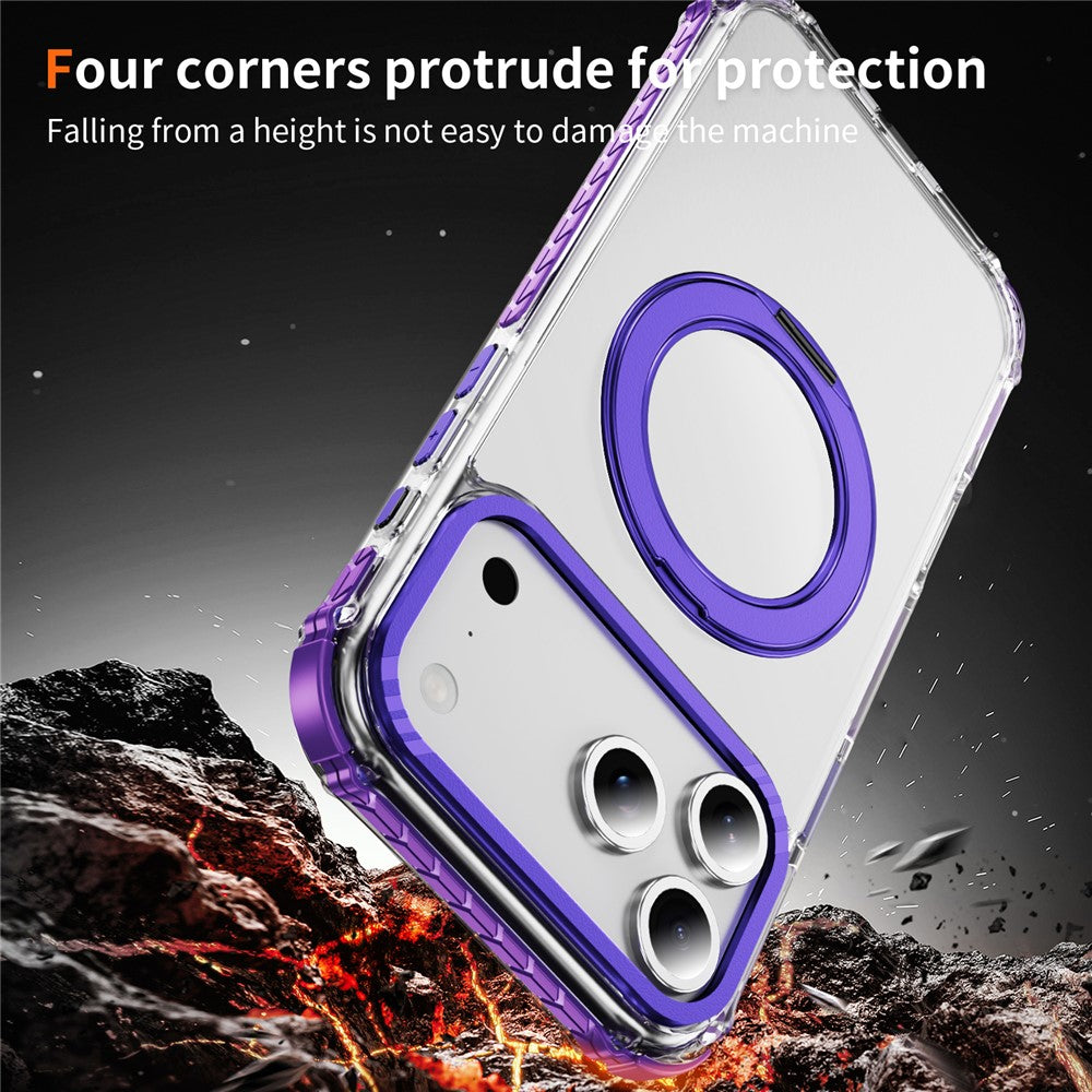 For iPhone 17 Pro Max Case Compatible with MagSafe Airbag Anti Drop TPU + PC Clear Phone Cover - Purple