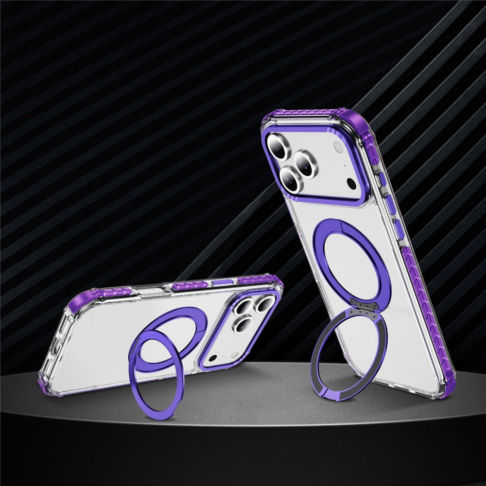 For iPhone 17 Pro Max Case Compatible with MagSafe Airbag Anti Drop TPU + PC Clear Phone Cover - Purple