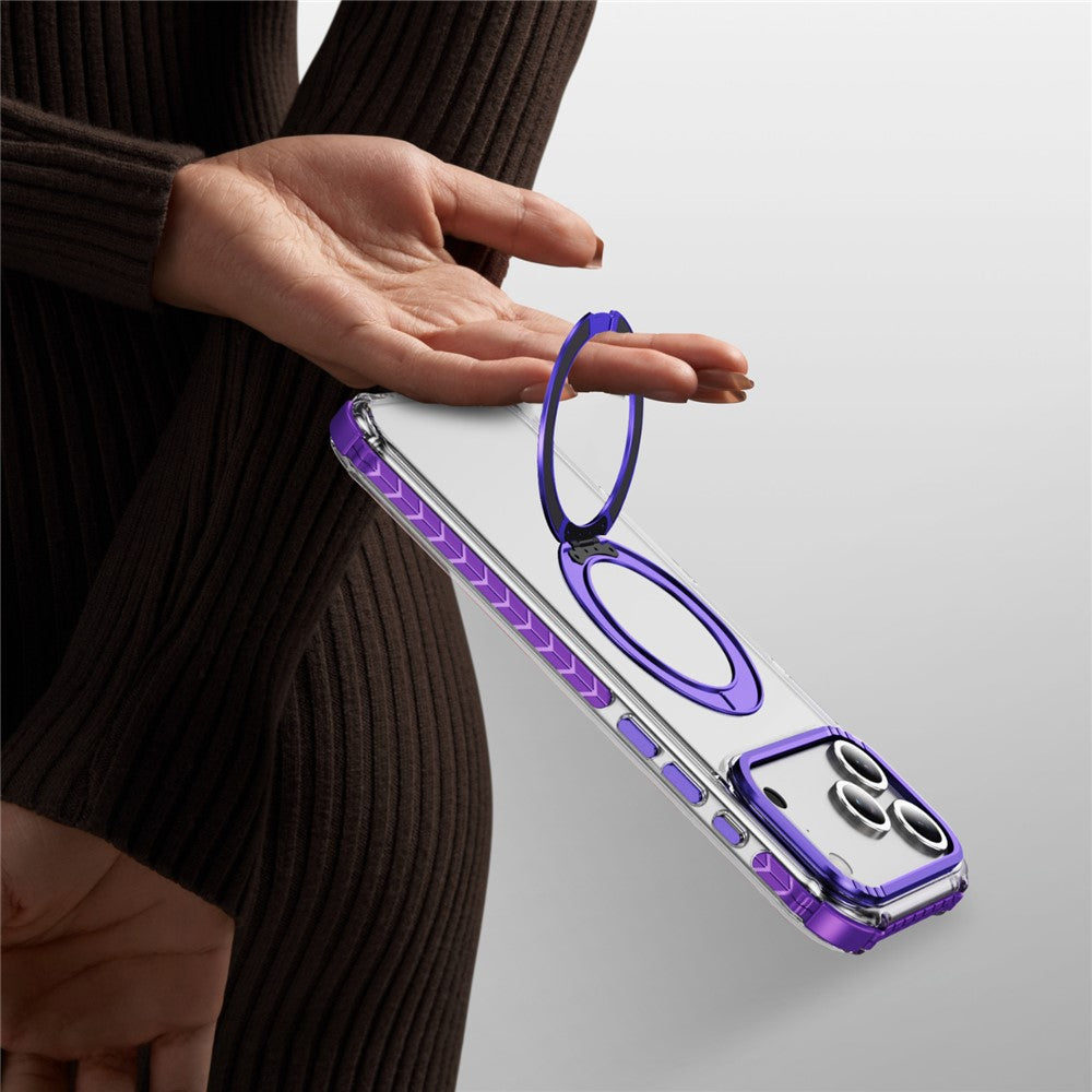 For iPhone 17 Pro Max Case Compatible with MagSafe Airbag Anti Drop TPU + PC Clear Phone Cover - Purple