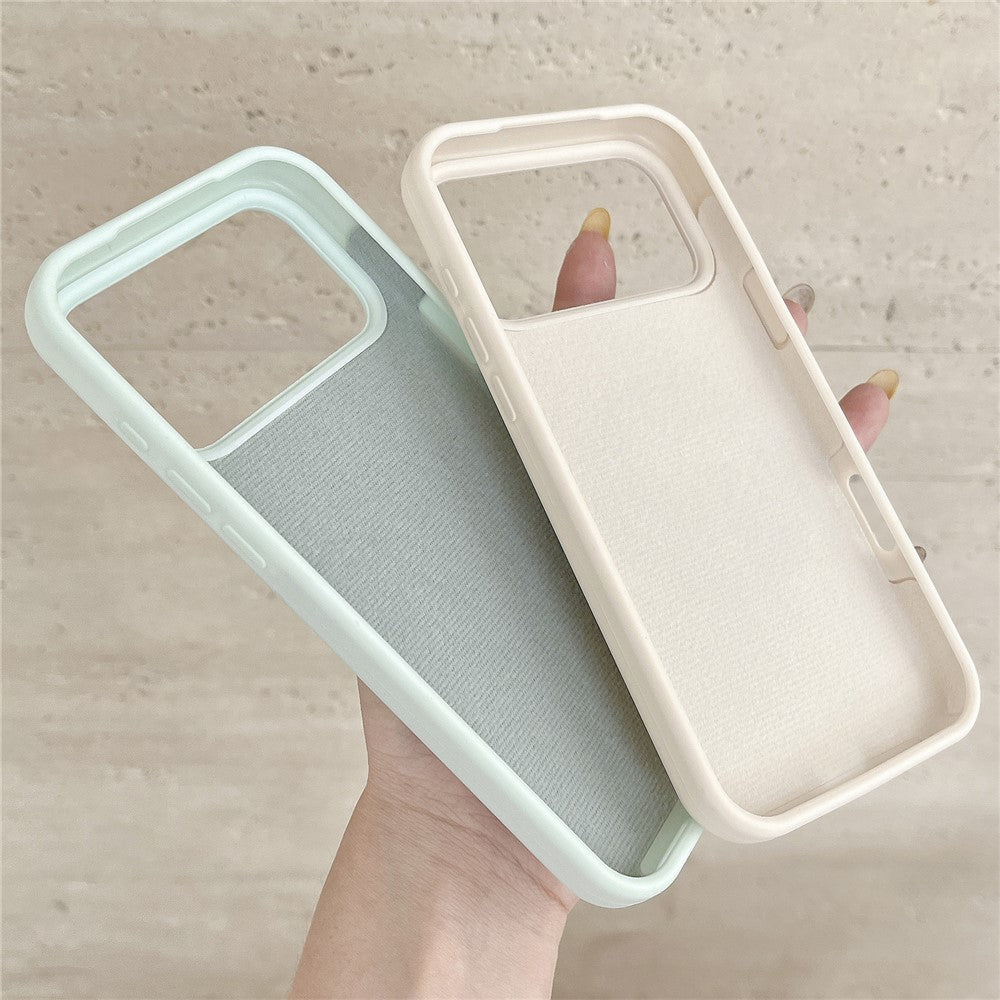 For iPhone 17 Pro Max Silicone Case Wave Pattern Folding Kickstand Phone Cover Built-In Soft Fabric Lining - Titanium Grey