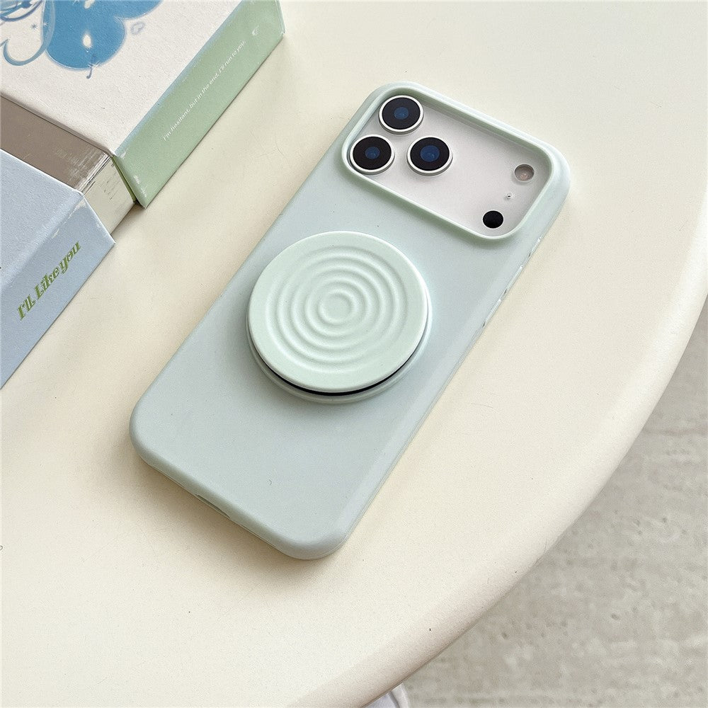 For iPhone 17 Pro Max Silicone Case Wave Pattern Folding Kickstand Phone Cover Built-In Soft Fabric Lining - Light Green