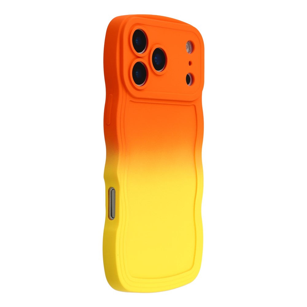 For iPhone 17 Pro Max Case Gradient Color Rubberized TPU Phone Cover - Orange + Yellow