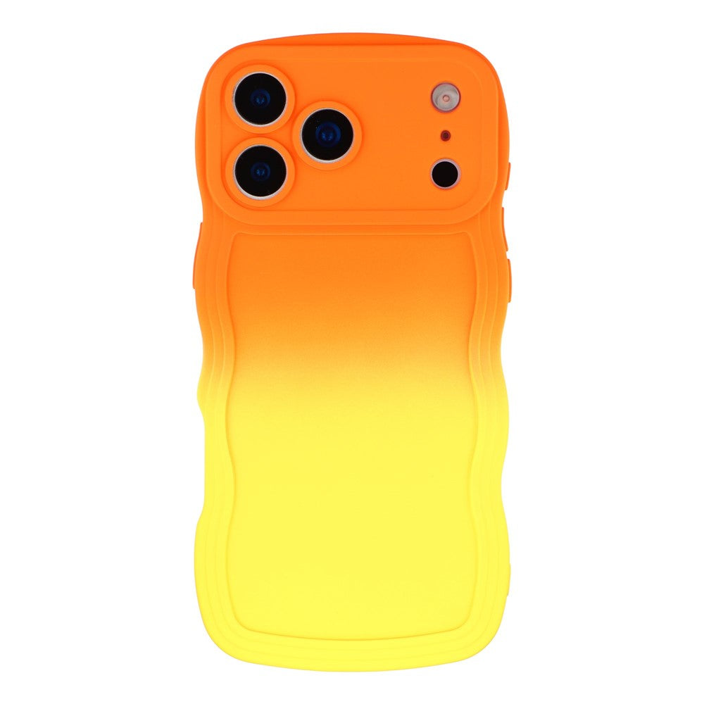 For iPhone 17 Pro Max Case Gradient Color Rubberized TPU Phone Cover - Orange + Yellow