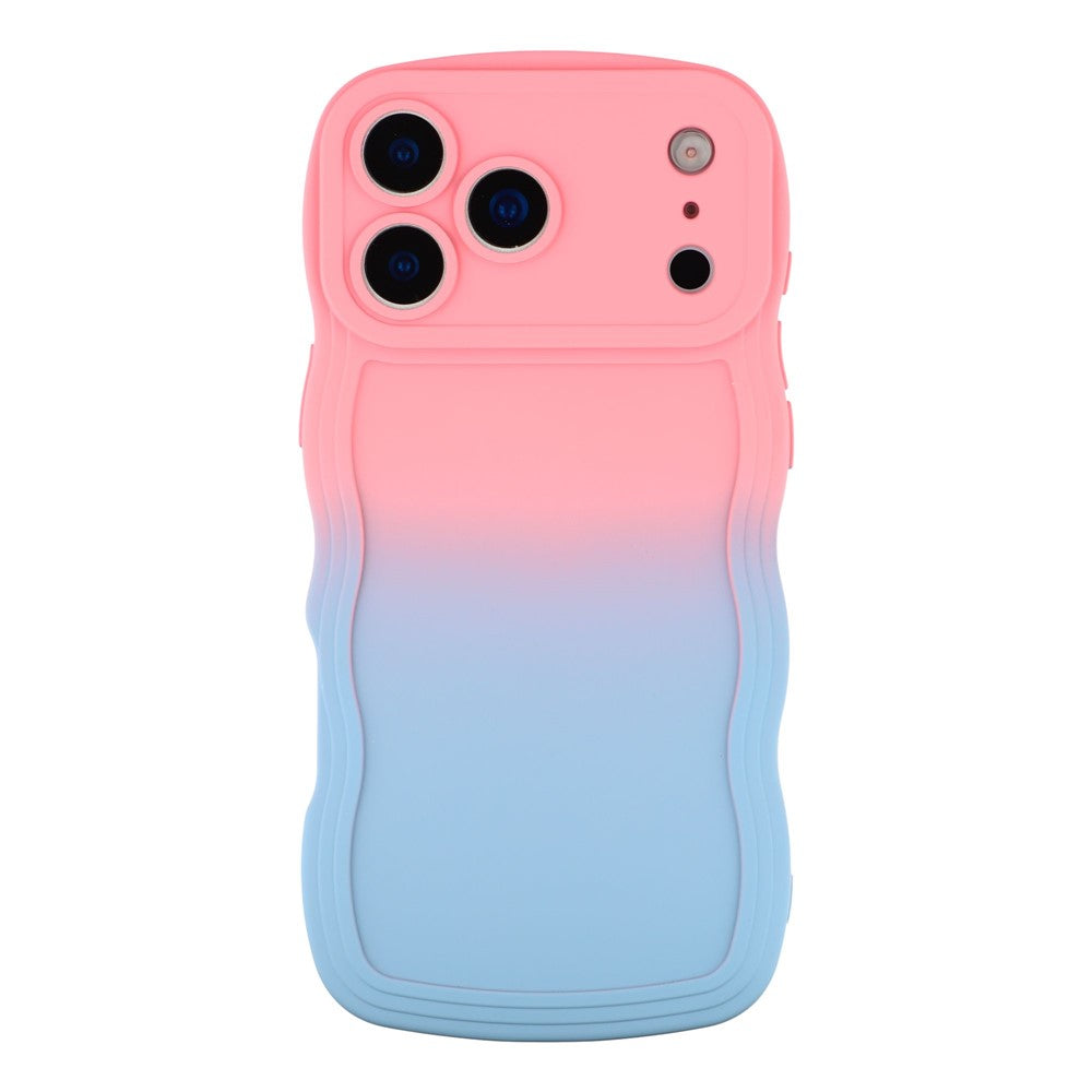 For iPhone 17 Pro Max Case Gradient Color Rubberized TPU Phone Cover - Pink + Sky Blue