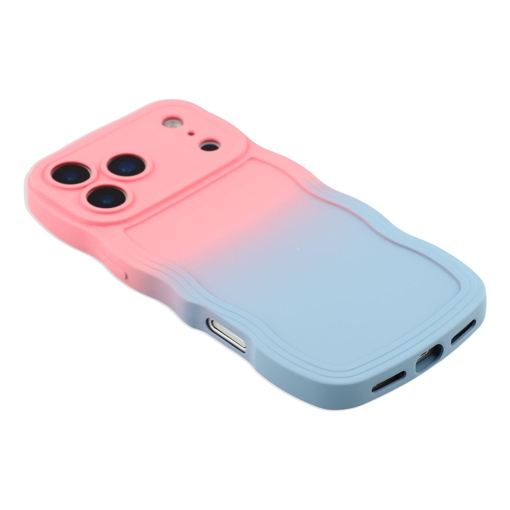 For iPhone 17 Pro Max Case Gradient Color Rubberized TPU Phone Cover - Pink + Sky Blue