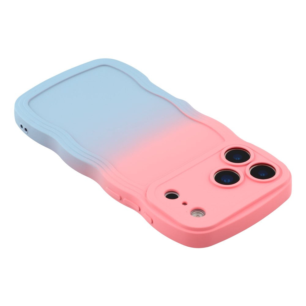 For iPhone 17 Pro Max Case Gradient Color Rubberized TPU Phone Cover - Pink + Sky Blue