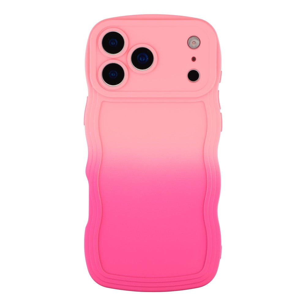 For iPhone 17 Pro Max Case Gradient Color Rubberized TPU Phone Cover - Pink + Rose