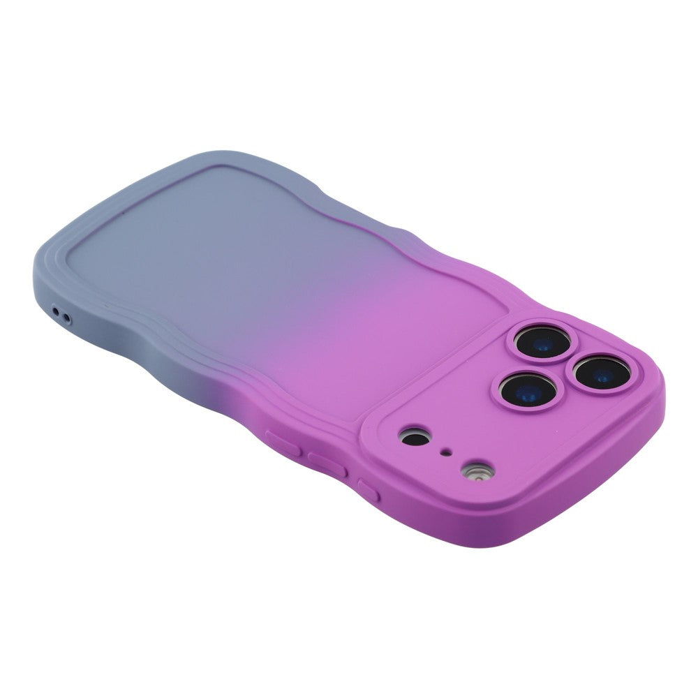 For iPhone 17 Pro Max Case Gradient Color Rubberized TPU Phone Cover - Purple + Lavender Grey