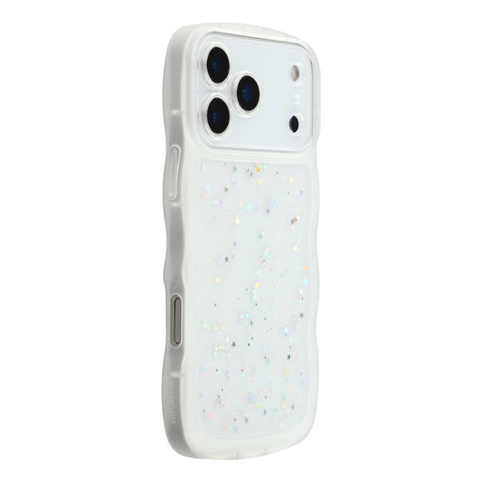 For iPhone 17 Pro Max Case Wavy Edge Epoxy TPU Shockproof Phone Cover - Transparent White
