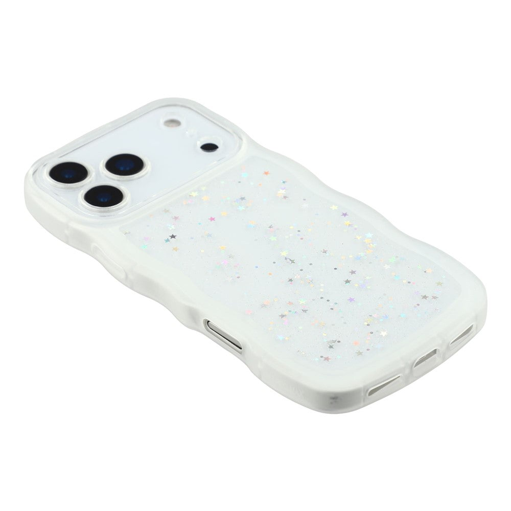 For iPhone 17 Pro Max Case Wavy Edge Epoxy TPU Shockproof Phone Cover - Transparent White