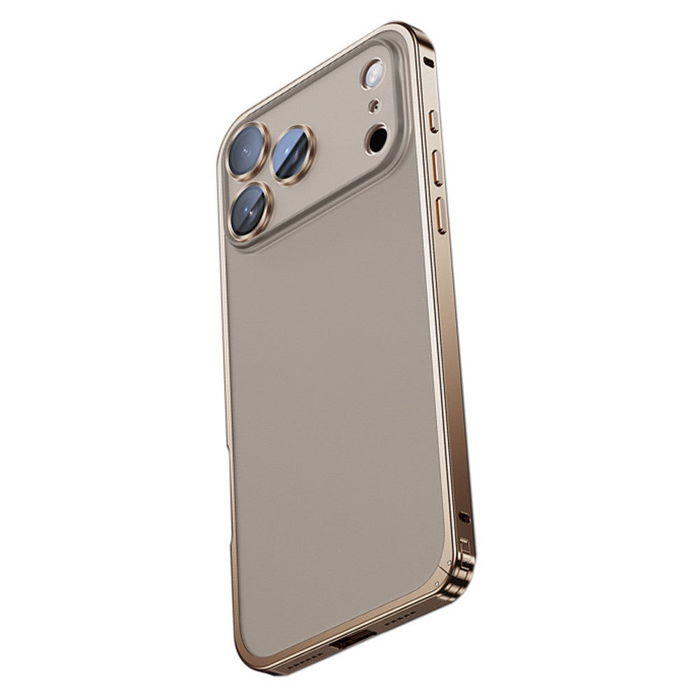For iPhone 17 Pro Max Metal Clear Case Safety Lock Matte Anti-Fingerprint Back Cover - Silver