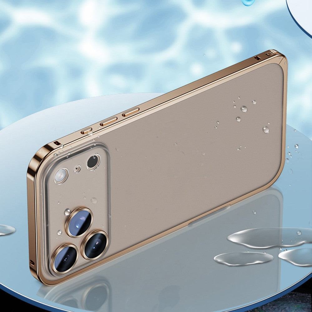 For iPhone 17 Pro Max Metal Clear Case Safety Lock Matte Anti-Fingerprint Back Cover - Silver