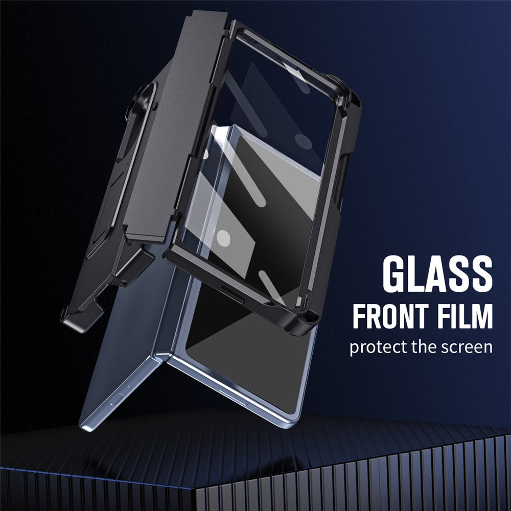 For Samsung Galaxy Z Fold7 5G Case Kickstand Hard PC Phone Cover with Stylus / Screen Protector - Black