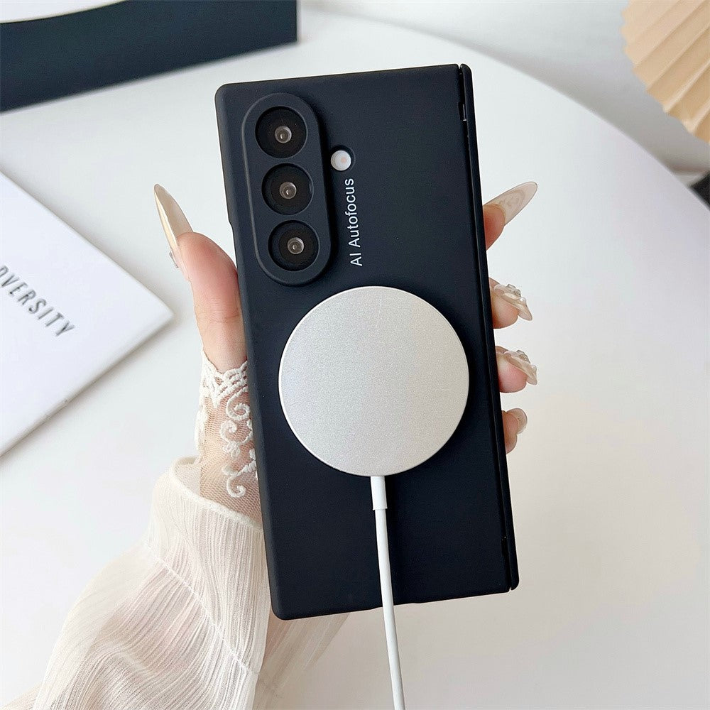 For Samsung Galaxy Z Fold7 5G Magnetic Case Hard PC Phone Cover with Tempered Glass Screen Film - Transparent