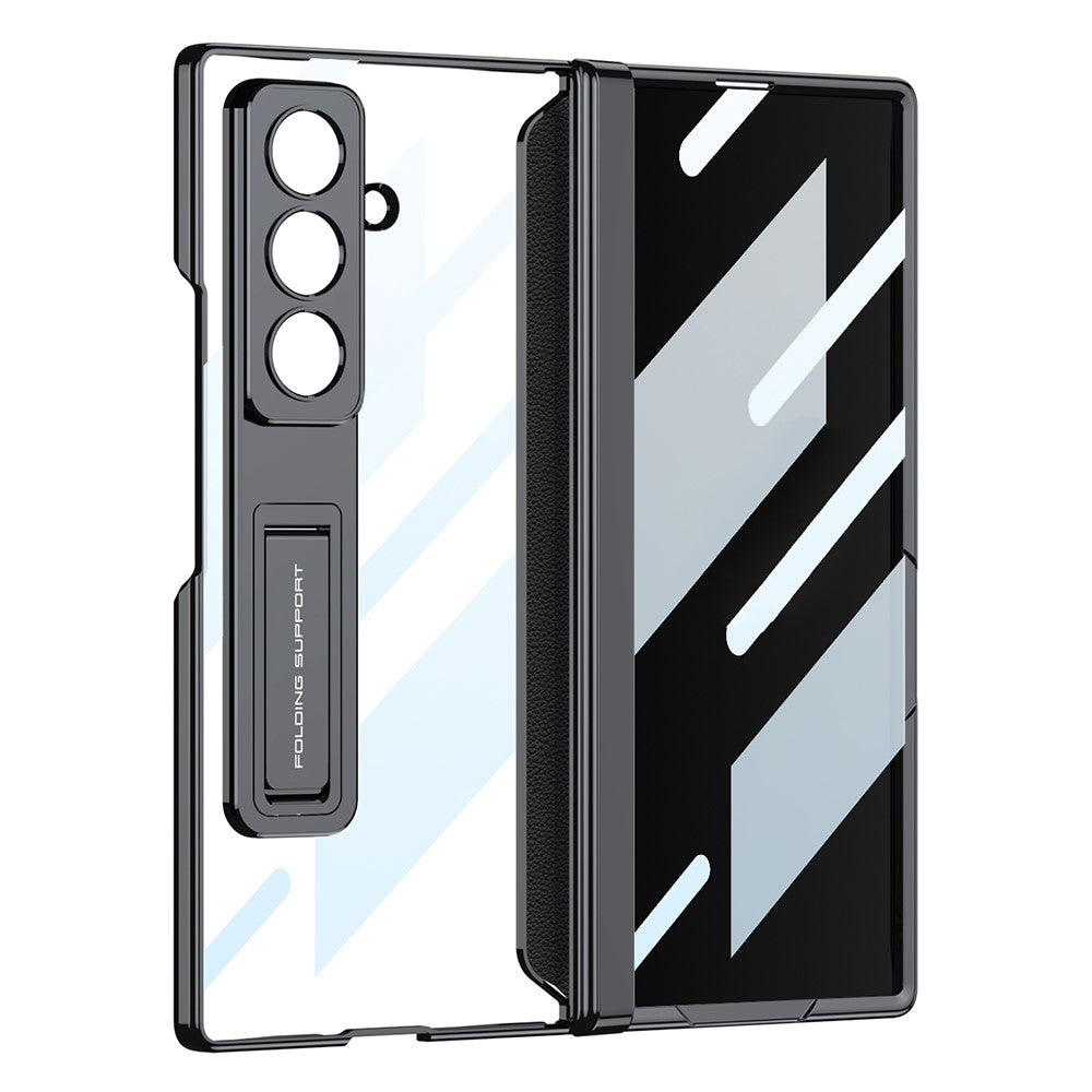 GKK For Samsung Galaxy Z Fold7 5G Case Hard PC + Privacy Tempered Glass Film Phone Cover with Kickstand - Black