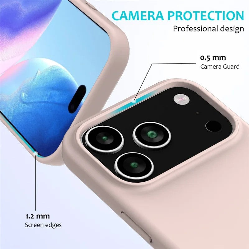 For iPhone 17 Pro Max Phone Case WANLONFENG GJ Series Liquid Silicone TPU Cover Large Cutouts with 2Pcs Screen Film - Pink