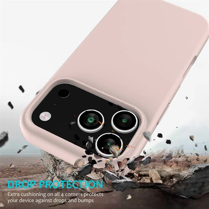 For iPhone 17 Pro Max Phone Case WANLONFENG GJ Series Liquid Silicone TPU Cover Large Cutouts with 2Pcs Screen Film - Pink