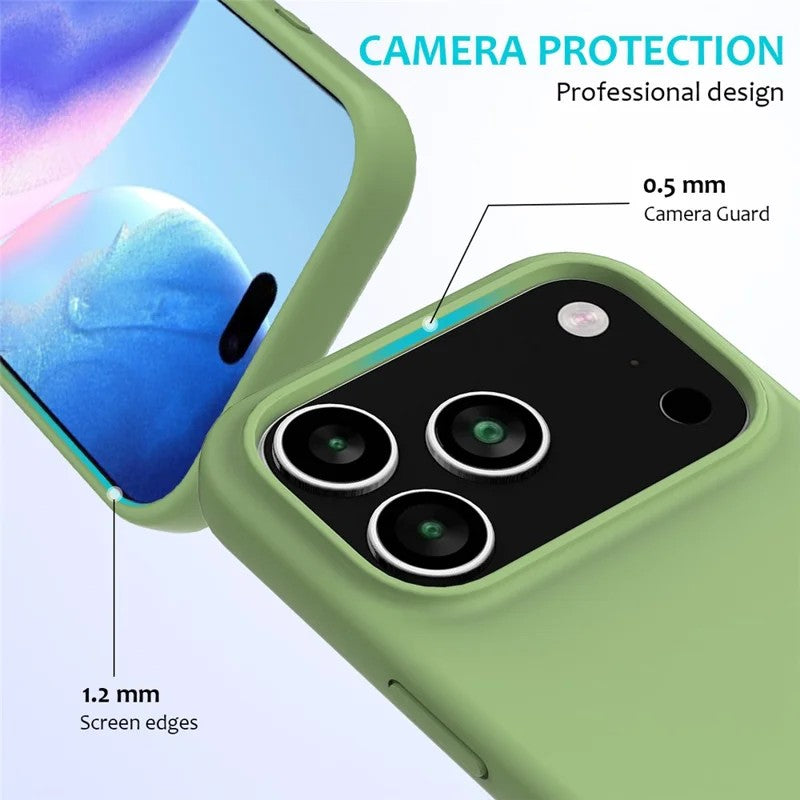 For iPhone 17 Pro Max Phone Case WANLONFENG GJ Series Liquid Silicone TPU Cover Large Cutouts with 2Pcs Screen Film - Green