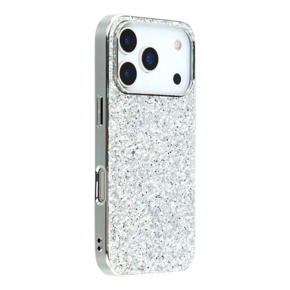 For iPhone 17 Pro Max Case TPU + PC Sparkling Glitter Phone Back Cover - Silver