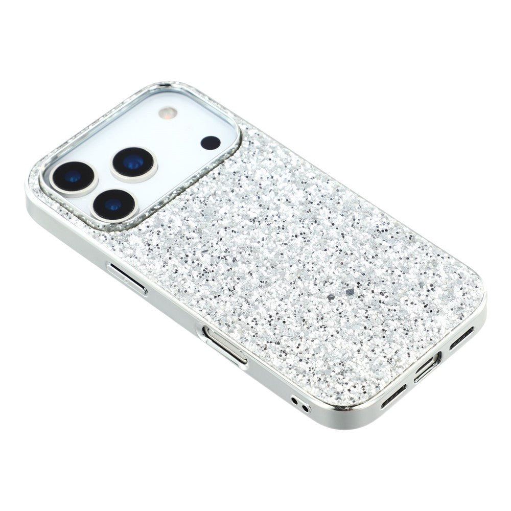 For iPhone 17 Pro Max Case TPU + PC Sparkling Glitter Phone Back Cover - Silver