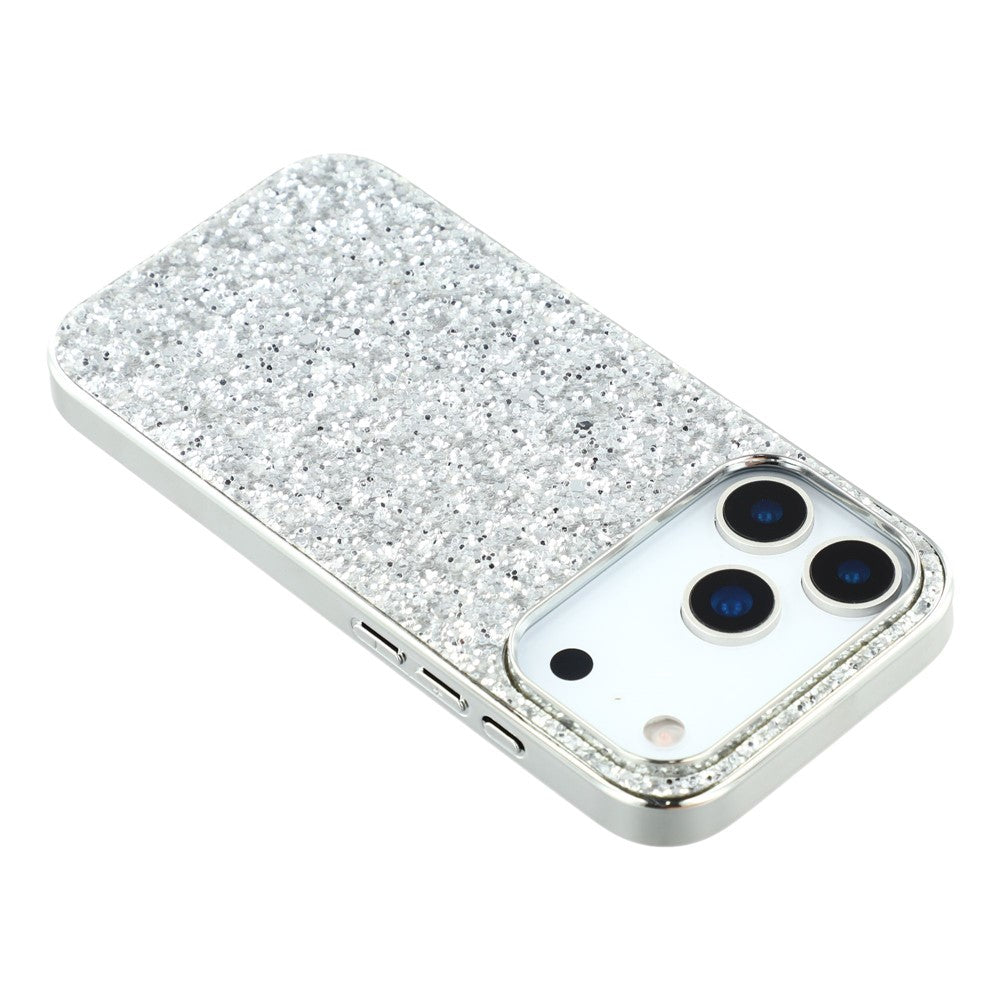 For iPhone 17 Pro Max Case TPU + PC Sparkling Glitter Phone Back Cover - Silver